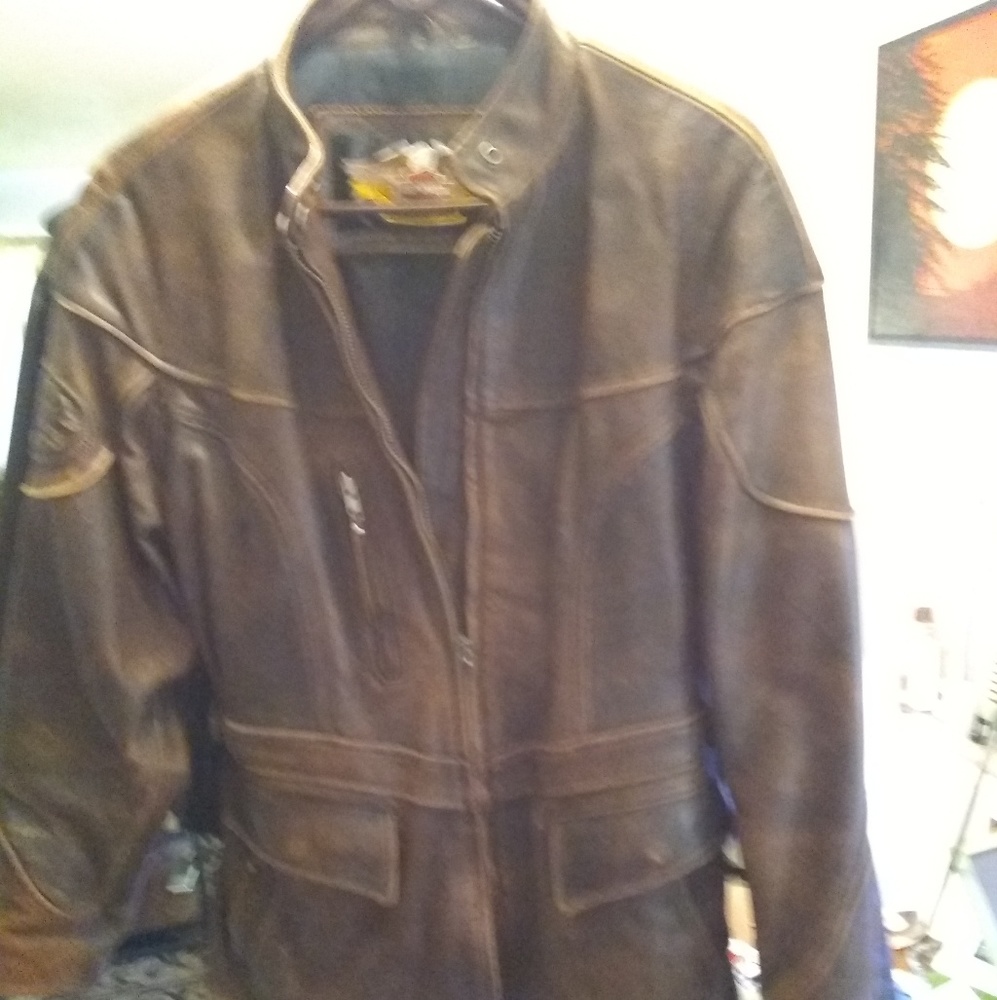 Harley Davidson distressed leather riding jacket
